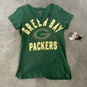 Green Bay Packers V-neck with Crystal embellishment logo